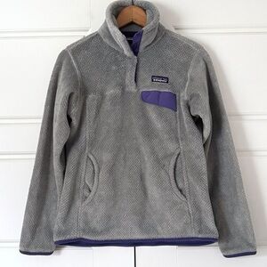 Patagonia Re-Tool Snap T Fleece Pullover Womens XS Gray Purple Gorpcore Sweater